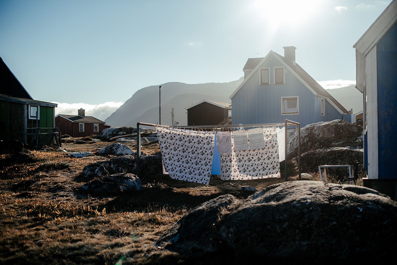 fresh sheets on a rope on Greenland