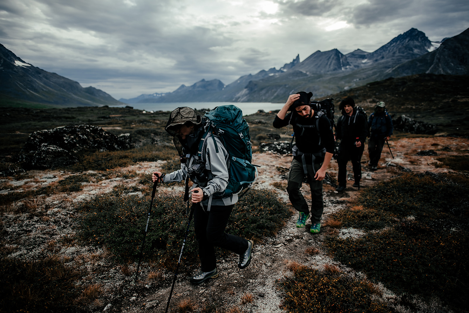 group hiking on Greenland