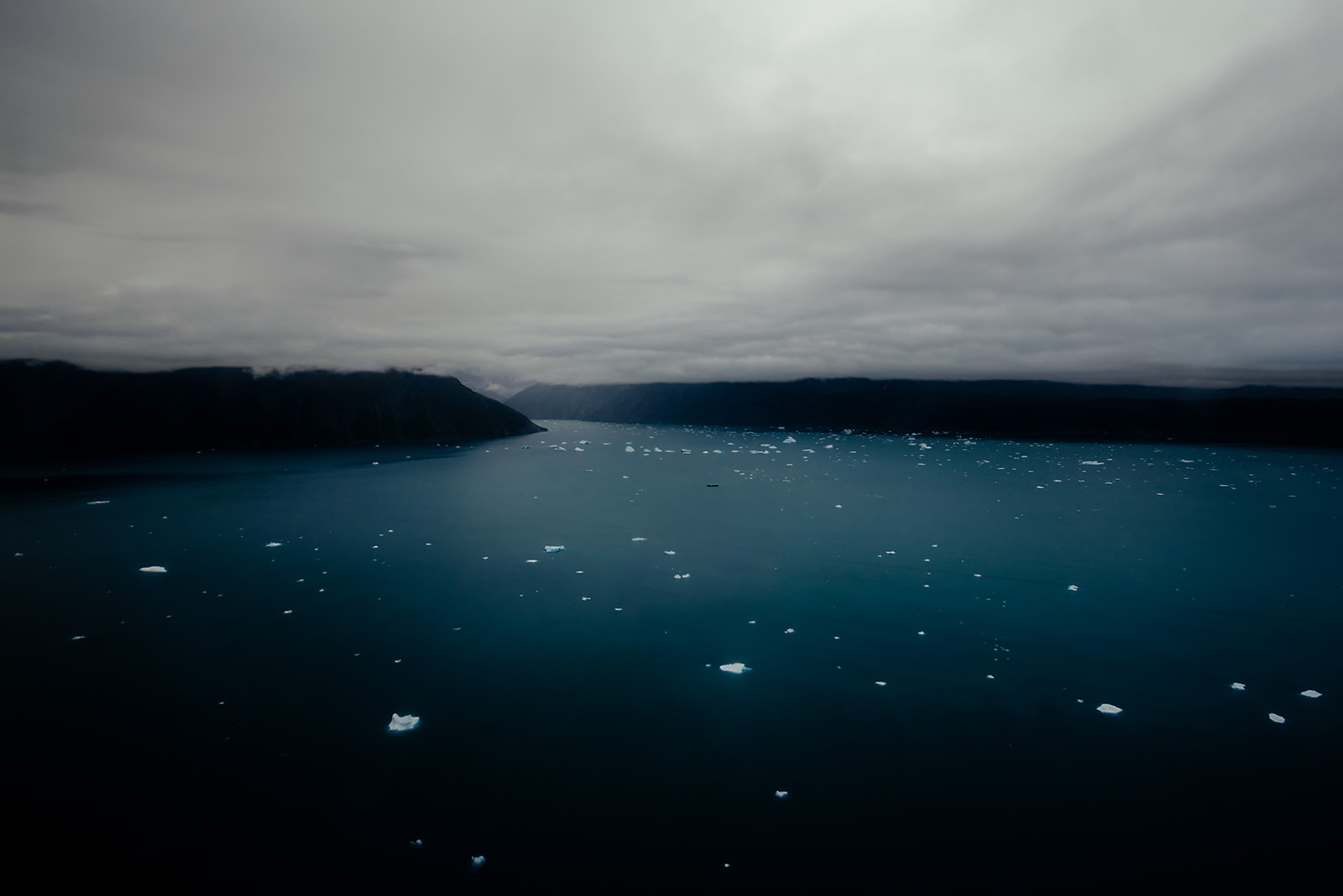 ice bergs in a bay in Greenland