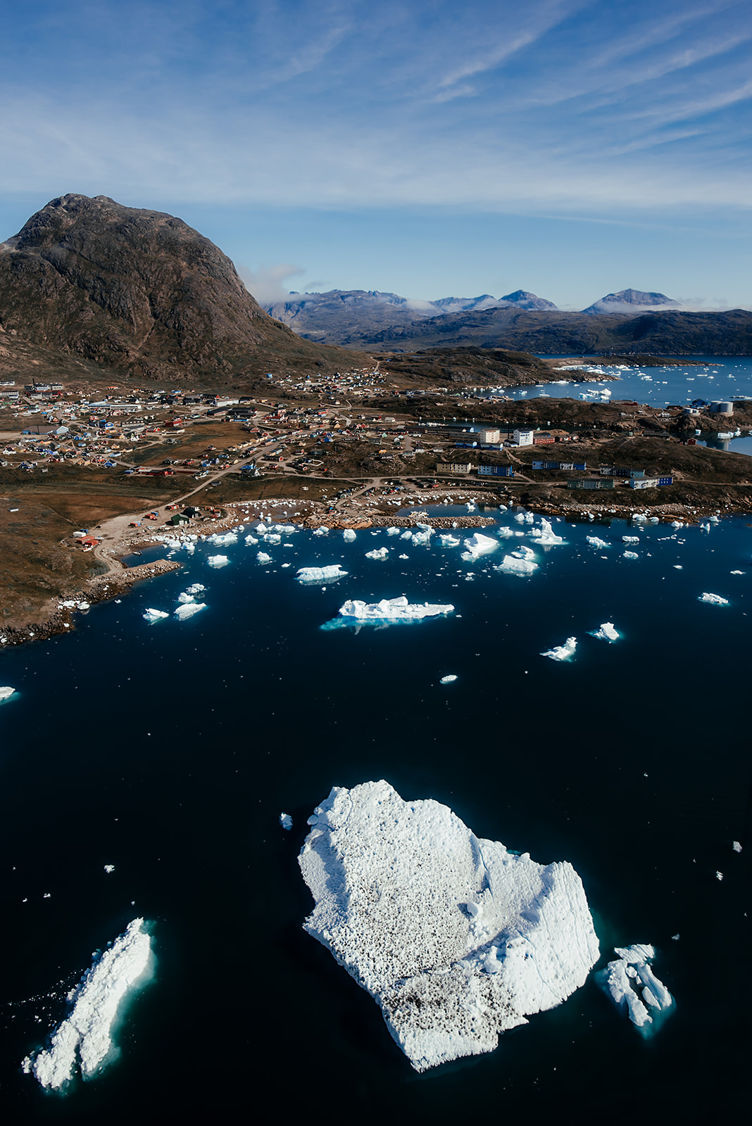 icebergs in bay on Greenland