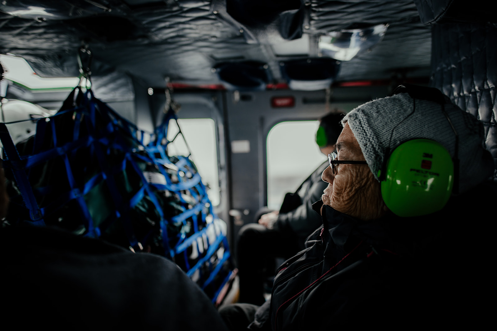 locale passenger in a helicopter in Greenland