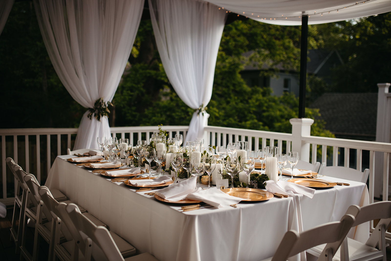 intimate backyard wedding setup