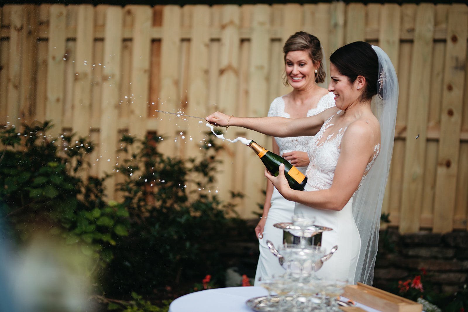 opening champagne with a sword
