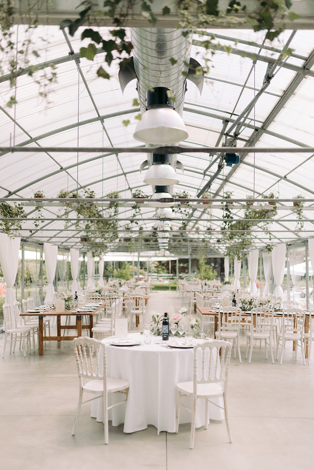 wedding reception in greenhouse