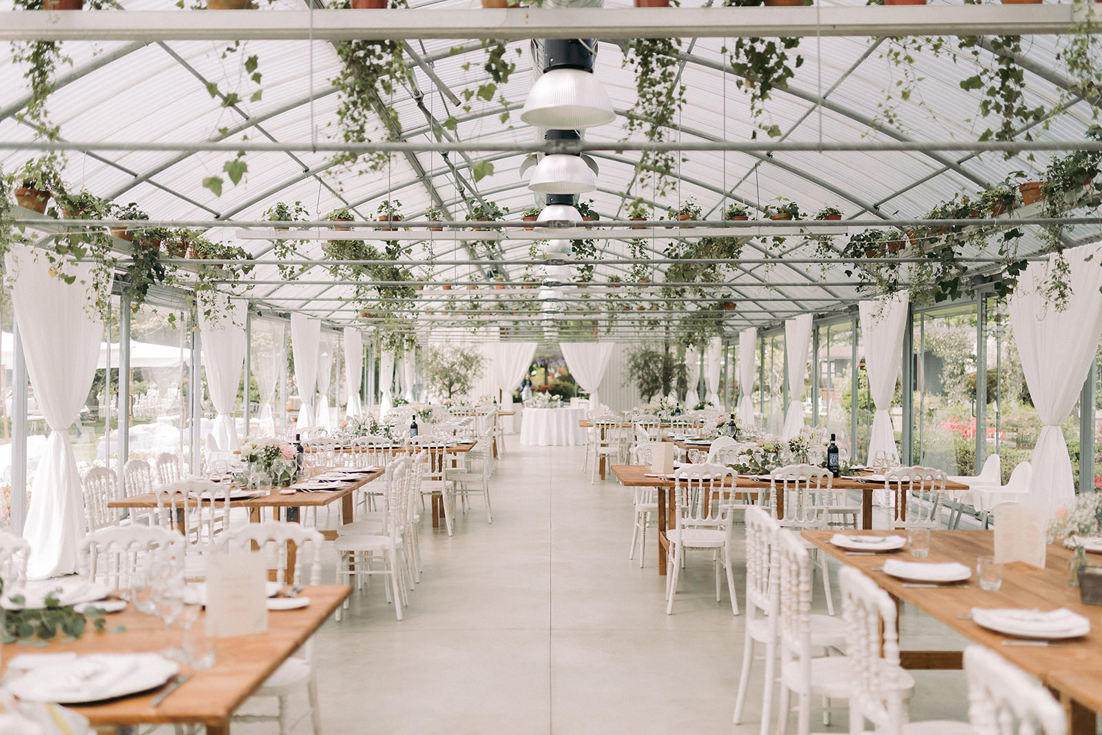 wedding reception in greenhouse