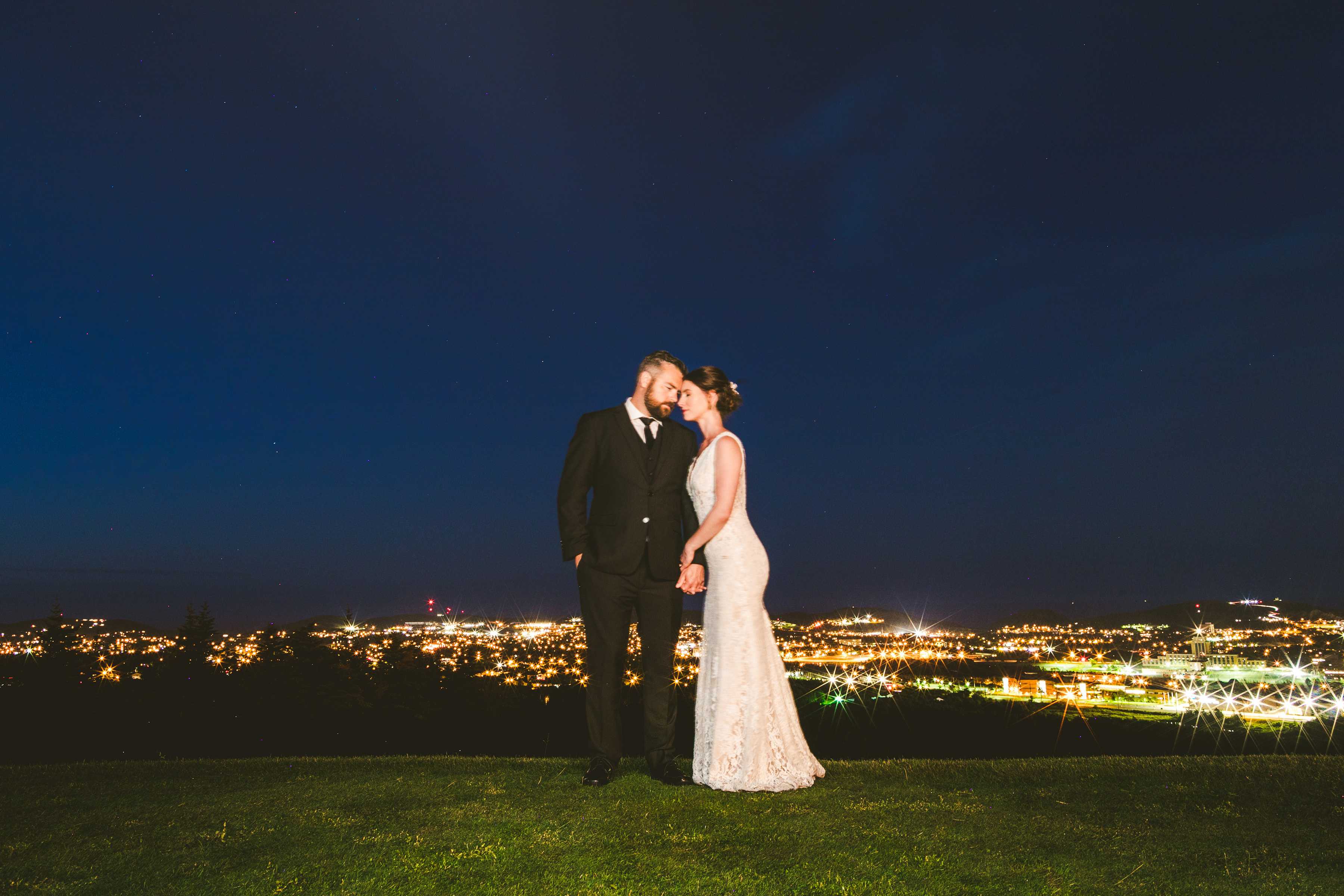 Bride and Groom overlooking St. John's at Night