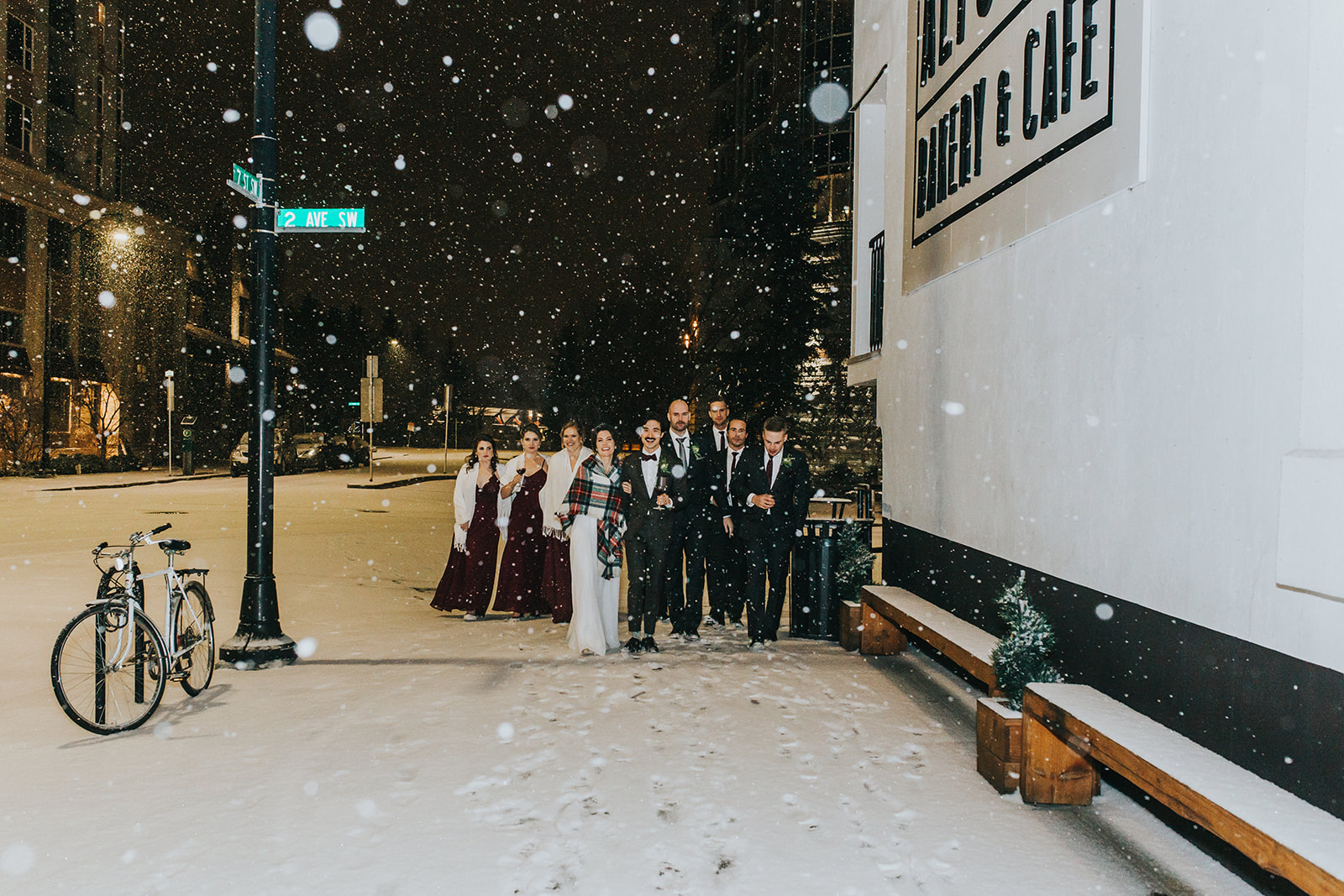Downtown Calgary Alforno Bakery Winter Wedding