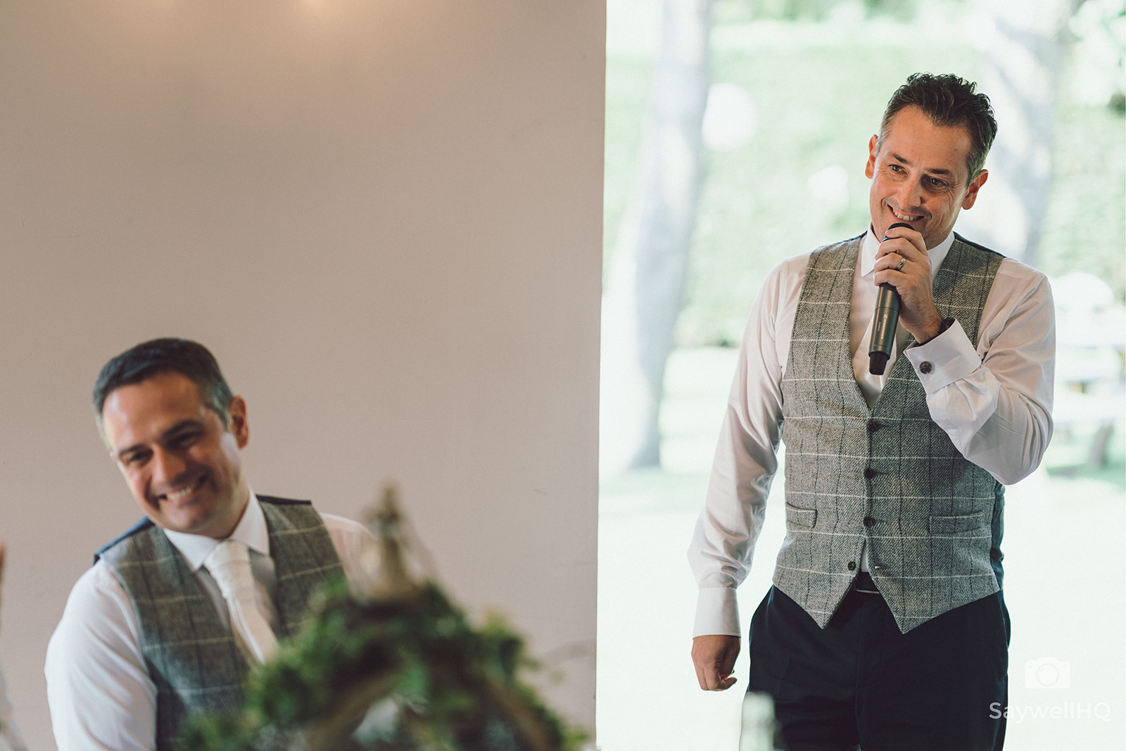 The Chequers Inn Wedding Photography - groom given his wedding speech