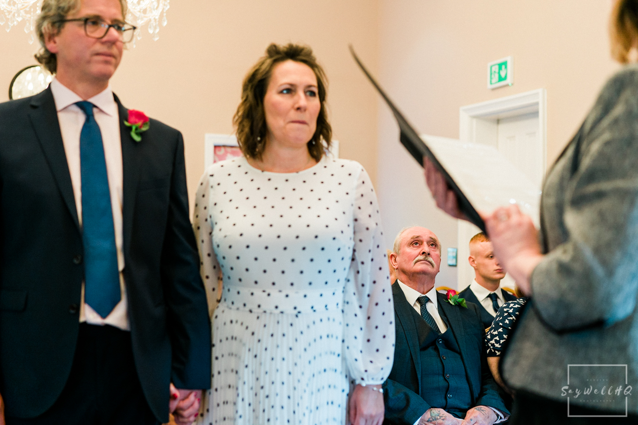 West Bridgford Hall Wedding Photography - father of the bride, getting emotional during the wedding ceremony