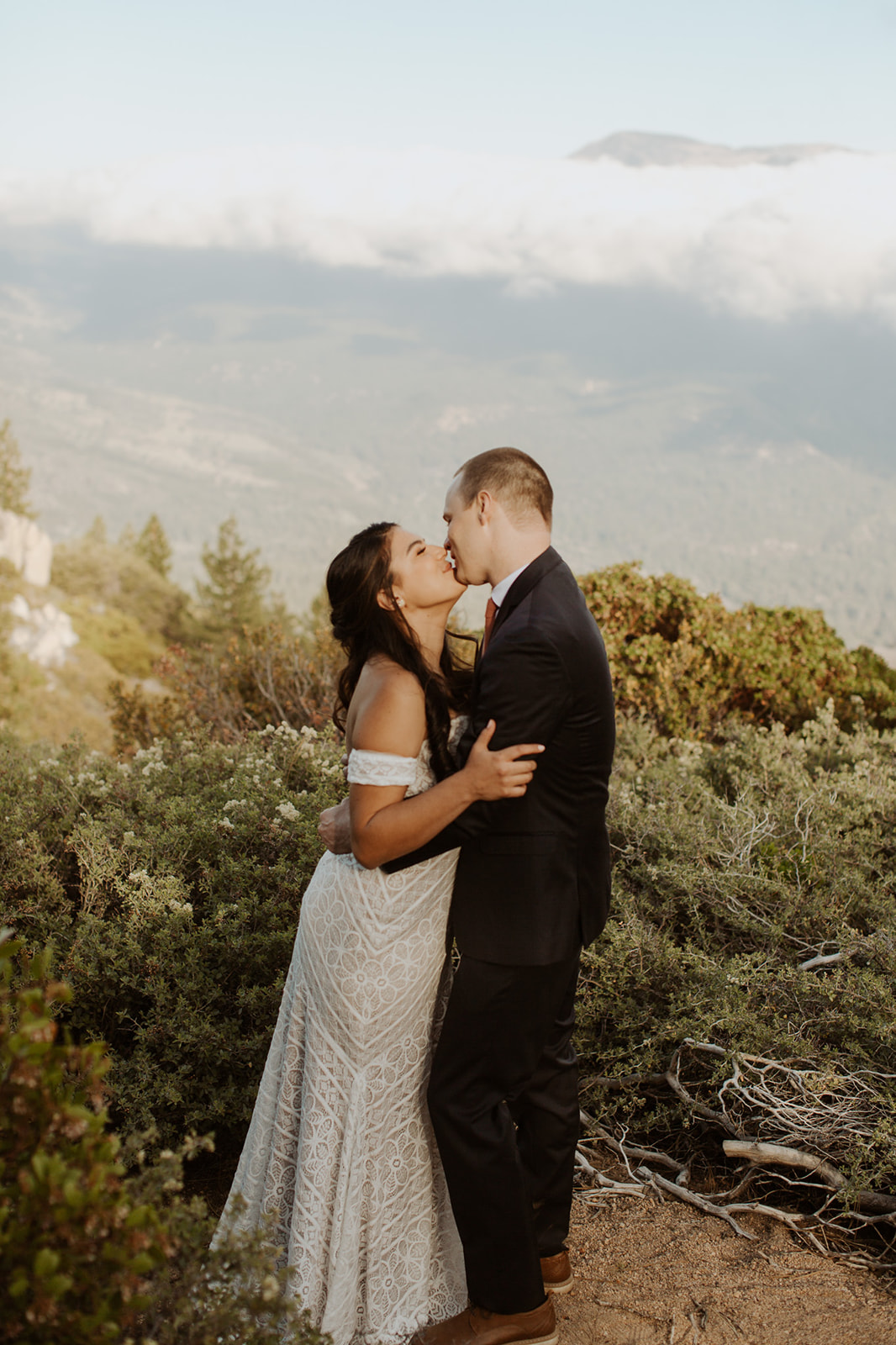 couple gets married at big bear lake elopement