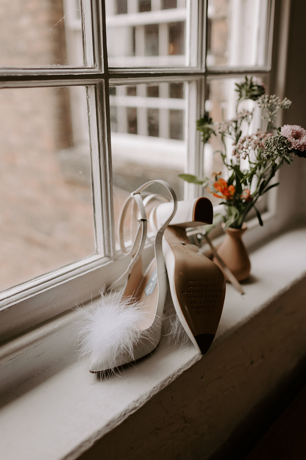 wedding shoes and flowers