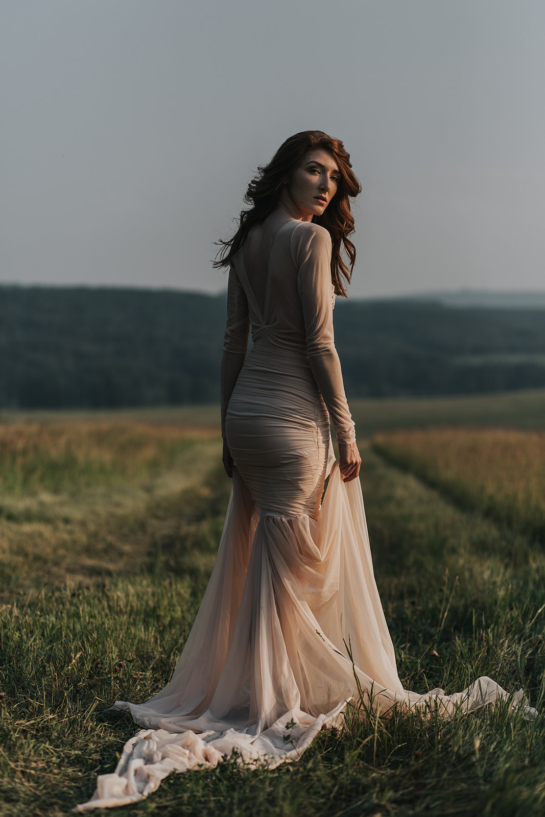 Bridal Portrait Photography Series: Capturing the Beauty of NRT Fashion’s stunning pink couture custom wedding gown