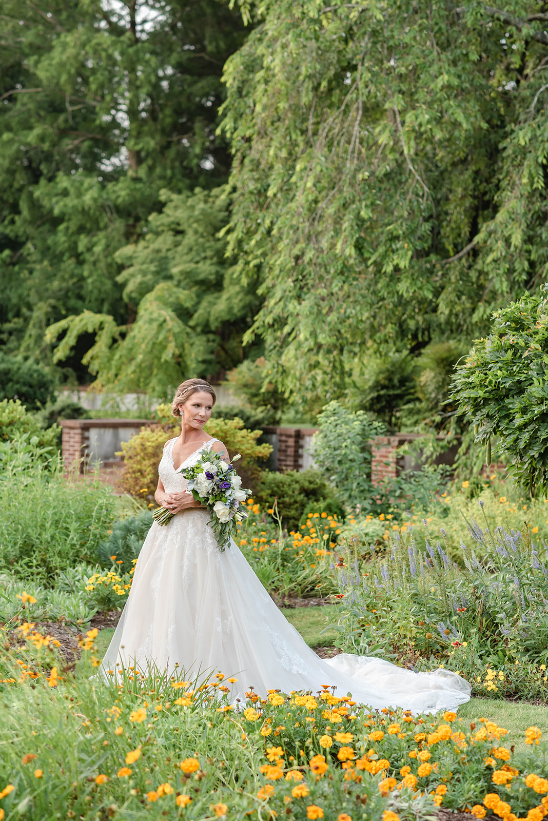 A light-filled evening bridal session at Reynolda Gardens in Winston-Salem, NC. 