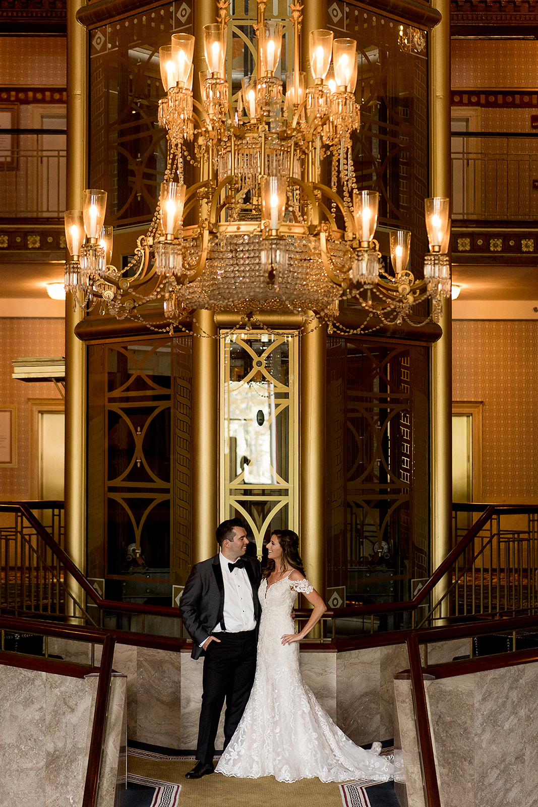 bride and groom portrait at graduate hotel in Providence Rhode Island 