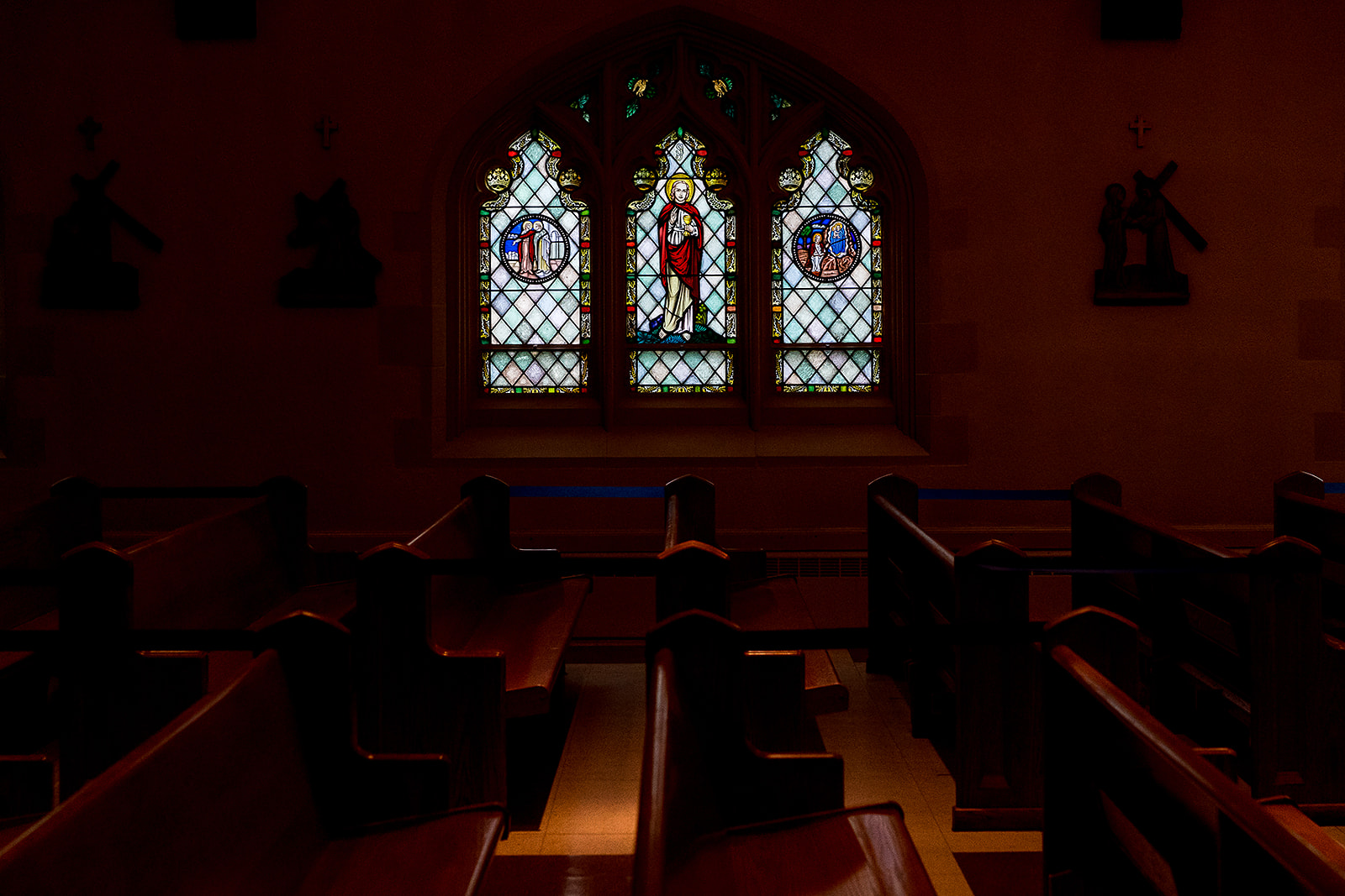 Stain glass windows of St. Sebastian’s Church in Providence Rhode Island