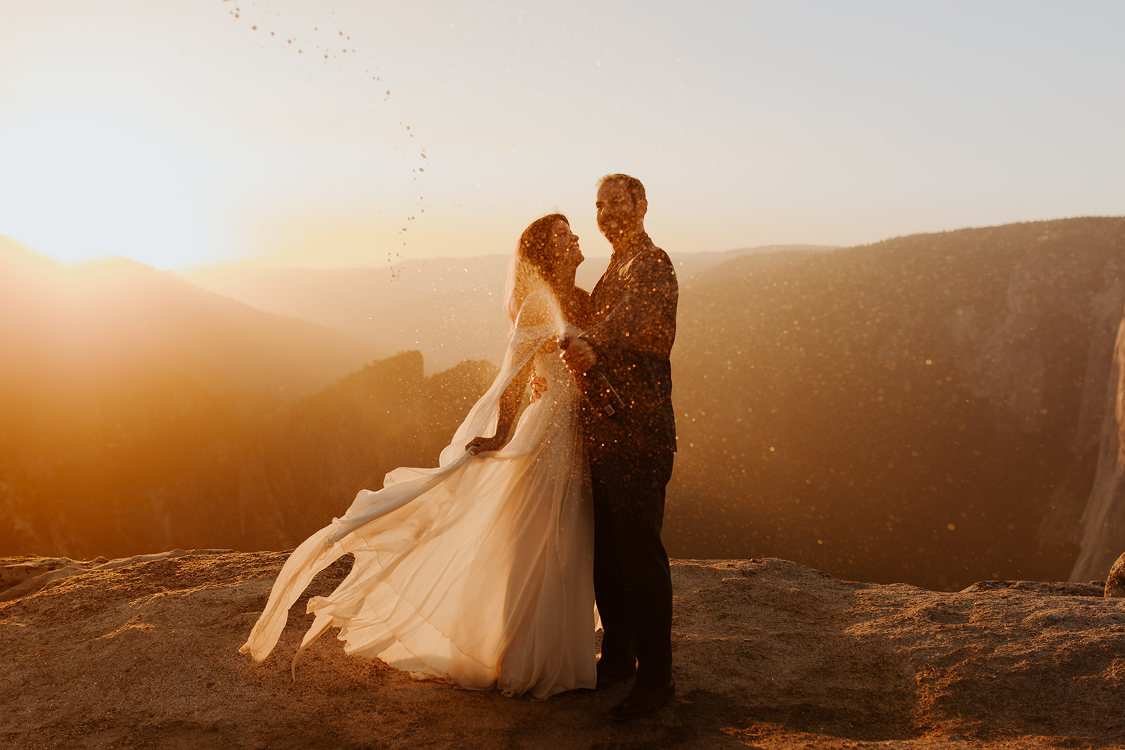 couple celebrates Taft Point elopement in Yosemite