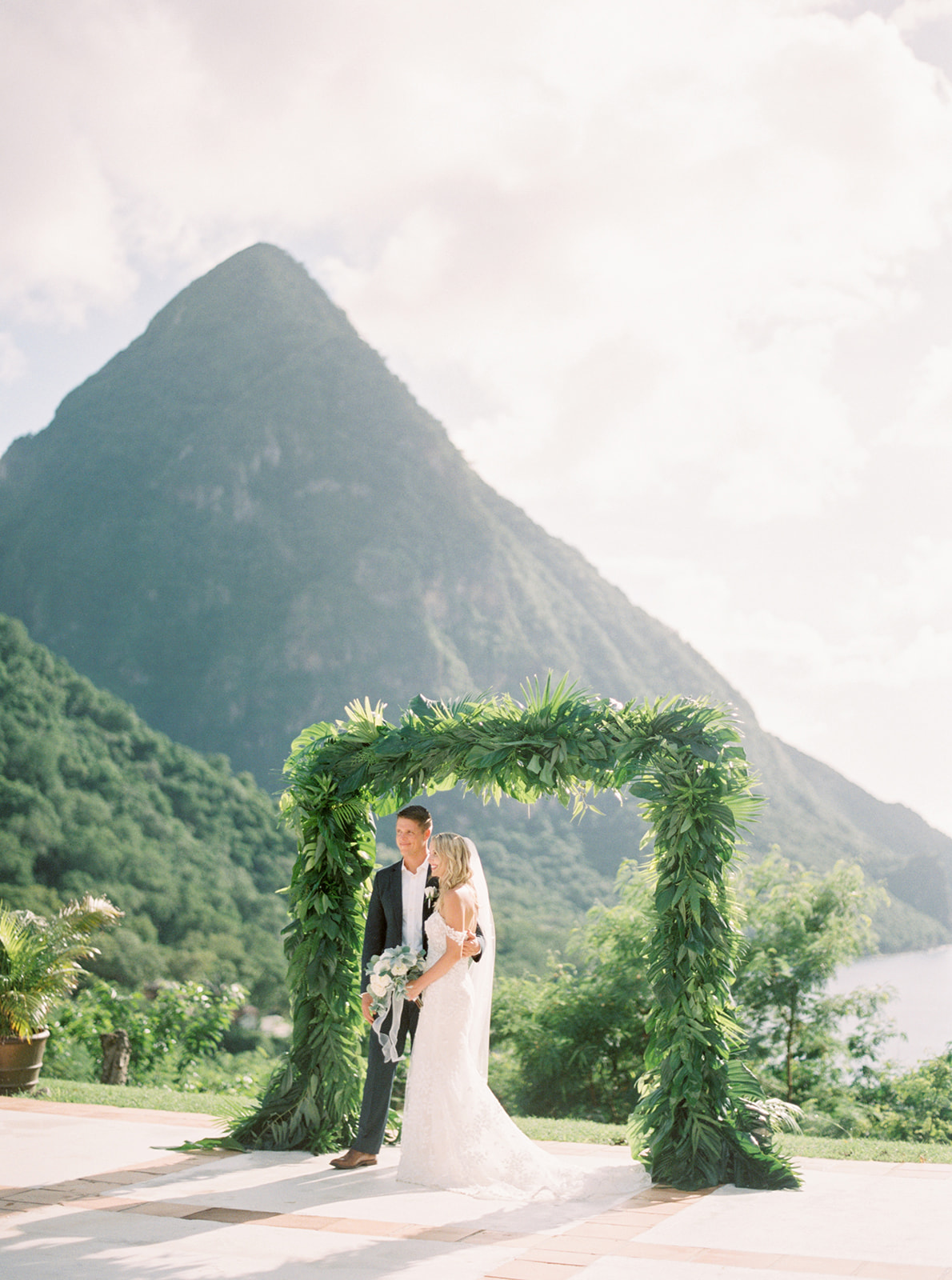 A wedding ceremony with views of the Pitons in St. Lucia