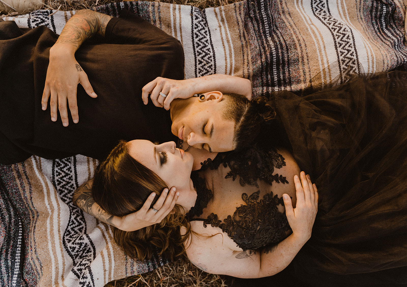 Intimate wedding photo with LGBTQ+ elopement 