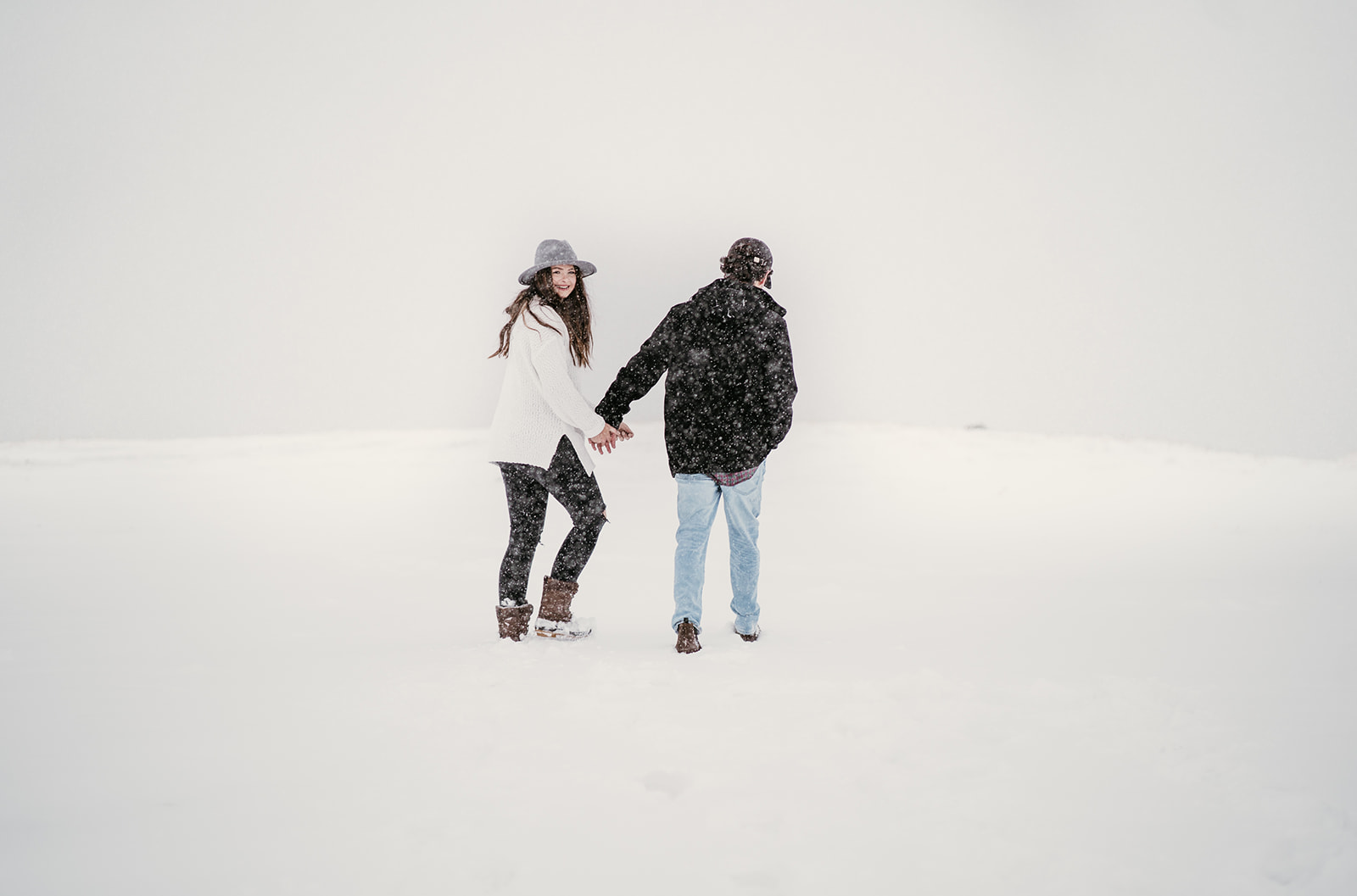 Breckenridge snowstorm engagement couples session
